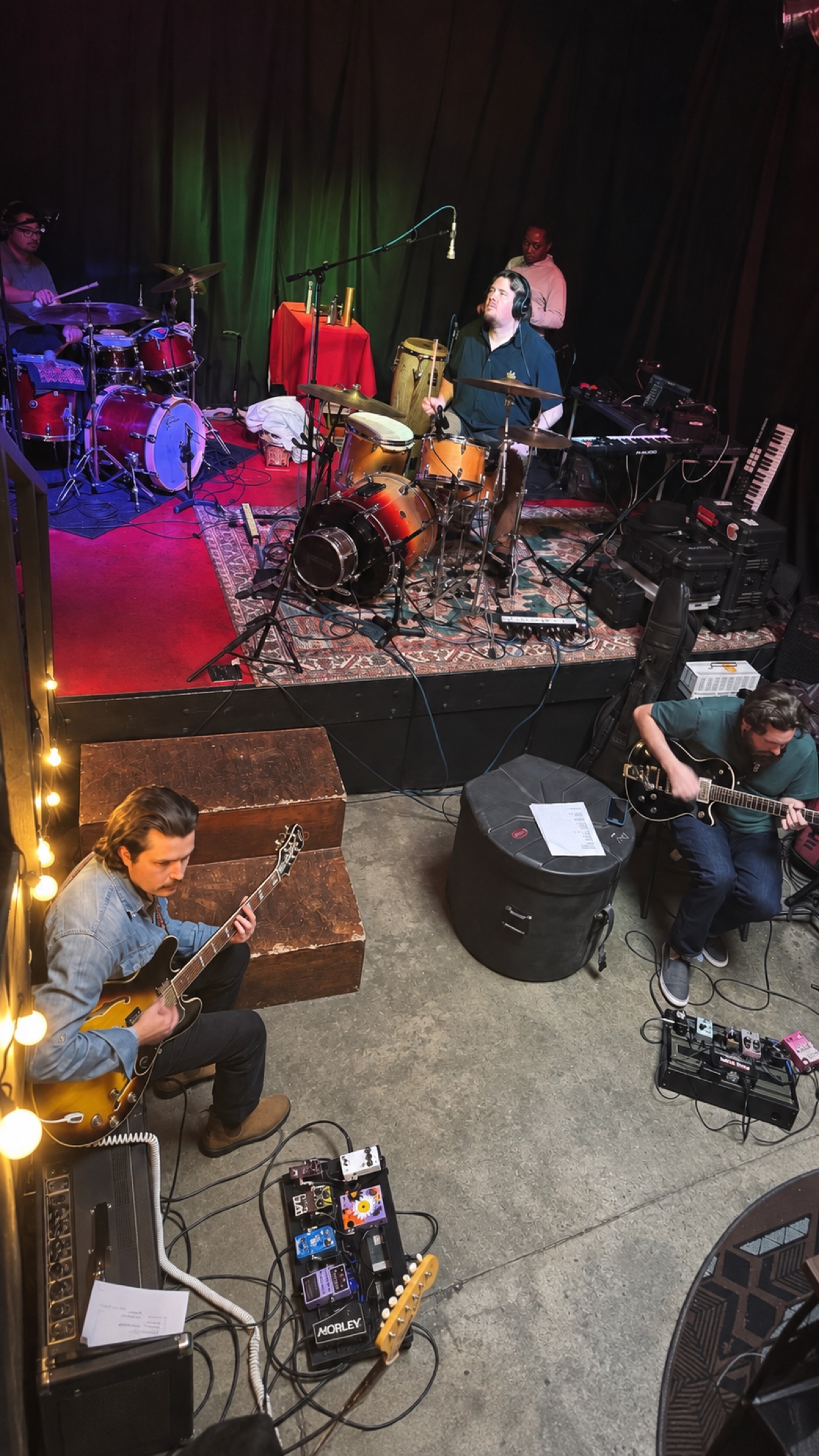 The Taverna Project rehearsing at Motel Media, viewed from above